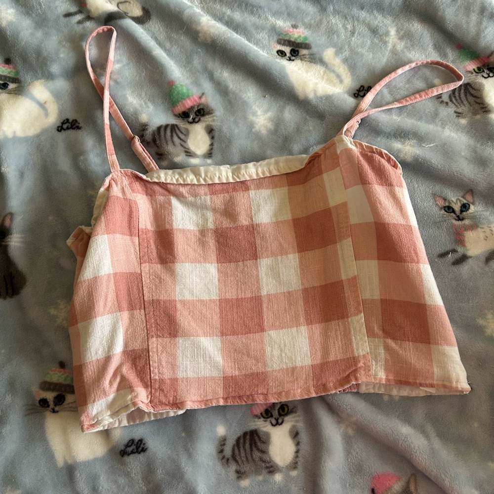 Forever 21 Pink and White Smocked Top